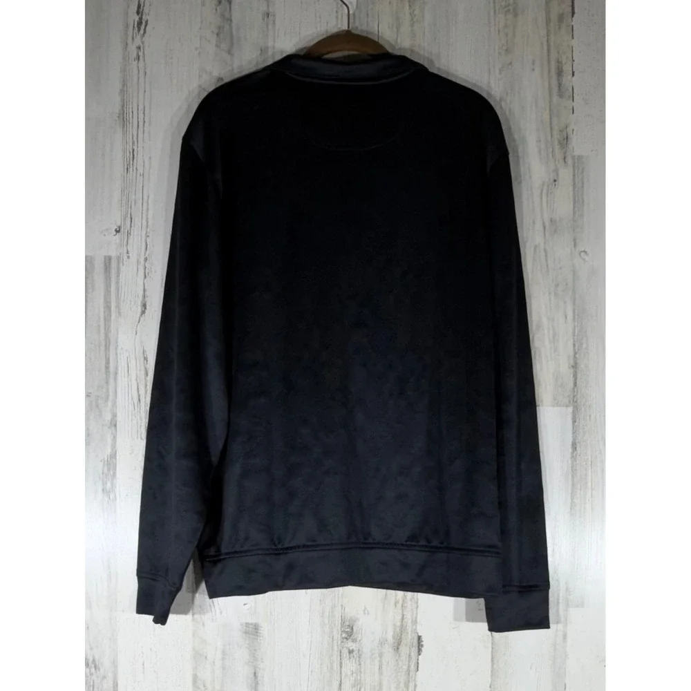 Oxford Mens Black 1/4 Zip Pullover Size Medium Subtle Camo Textured Performance‎